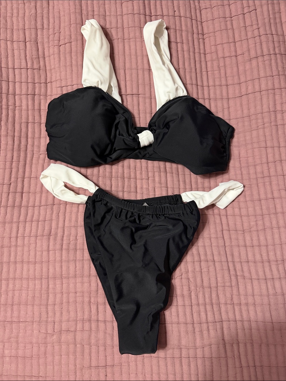 New without tags never worn-Black & White Two-Tone Bikini Set - Women's Swimwear